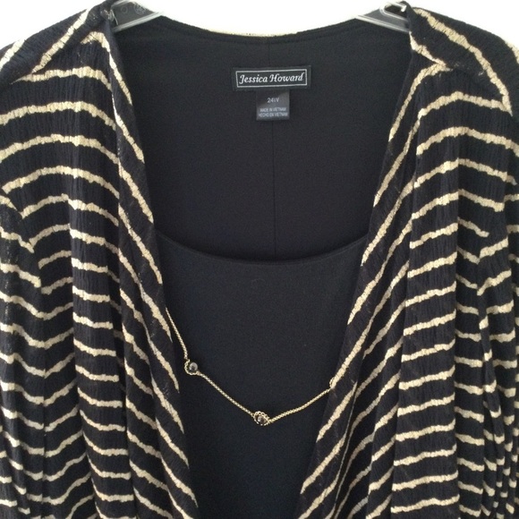 Jessica Howard NWT Black & Tan Jacket Dress With Attached Necklace Wedding W24 - Picture 3 of 8